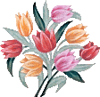 Tapisserie aux point d'un ravissant bouquet de Tulipes