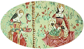 "La Broderie" Une des Tapisseries de "La vie Seigneuriale" conservées au musée Cluny à Paris.